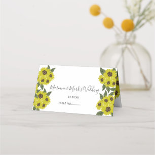 Illustration der Sonnenblumen Botanisches Hochzeit Platzkarte