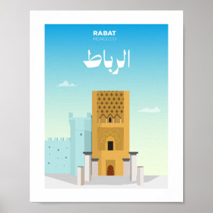 Illustration der Stadt Rabat Marokko Poster