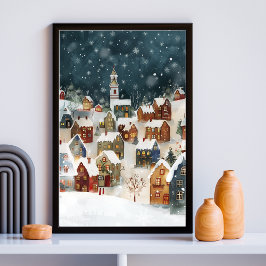 Illustration der Stadt Weihnachten in niedlich Poster