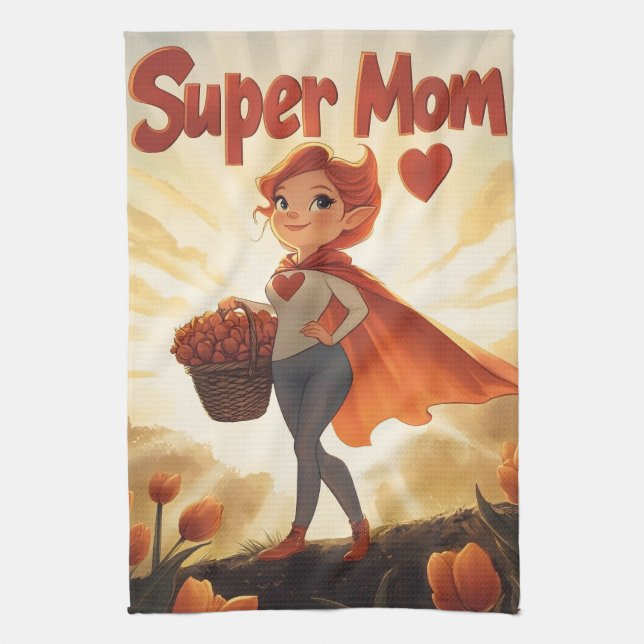 Illustration der Super-Mama Geschirrtuch (Vertikal)