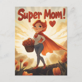Illustration der Super-Mama Postkarte