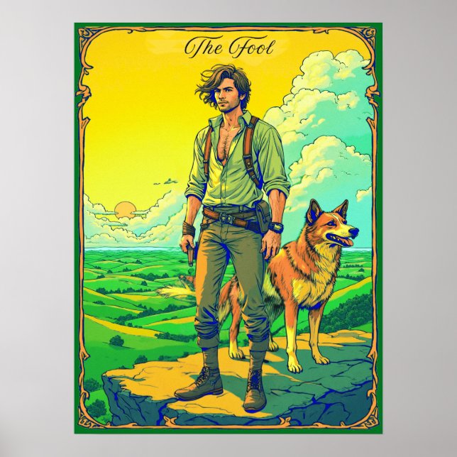 Illustration der Tarot-Karte, der Dummkopf Poster (Vorne)