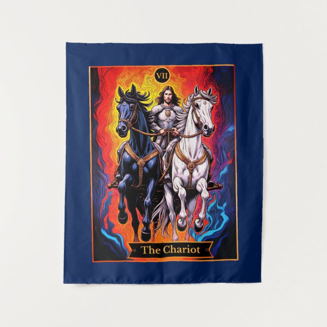 Illustration der Tarot-Karte, der Wagen Wandteppich (Vorderseite)