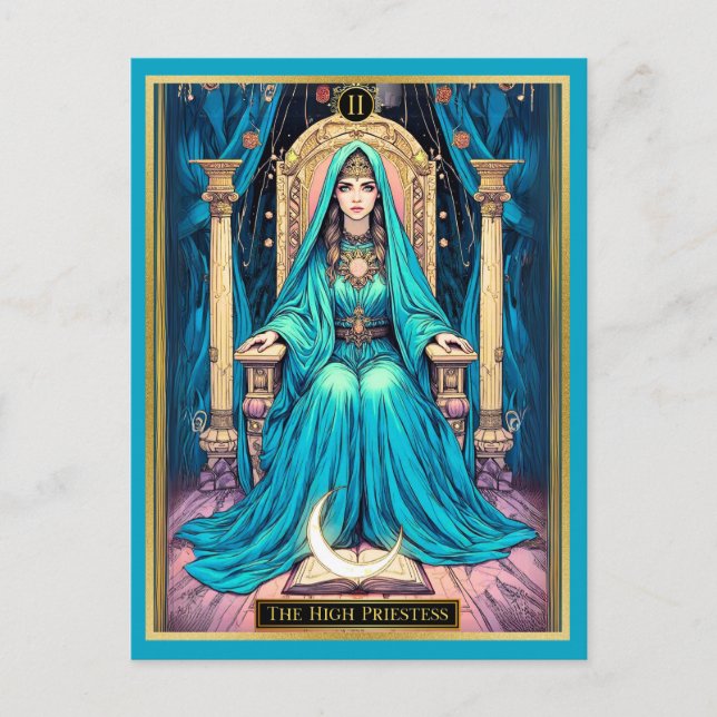 Illustration der Tarot-Karte, die Hohepriesterin Postkarte (Vorderseite)