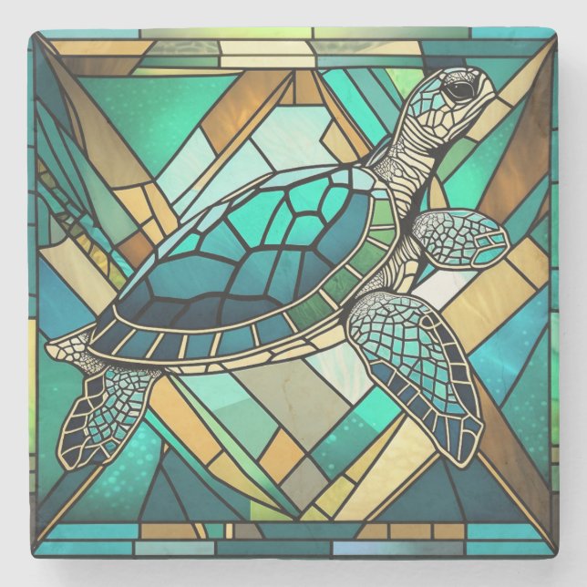 Illustration der verketteten Glasschildkröte Steinuntersetzer (Vorderseite)