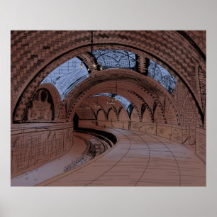Illustration der verlassenen U-Bahn-Station City H Poster