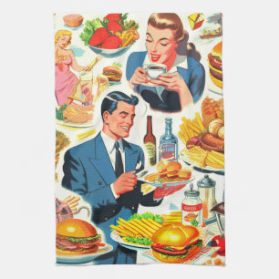 Illustration der Vintagen 50er-Jahre-Food-Comic Geschirrtuch