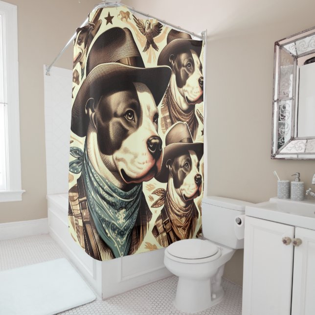 Illustration der Vintagen amerikanischen Pit Bull  Duschvorhang (Beispiel)
