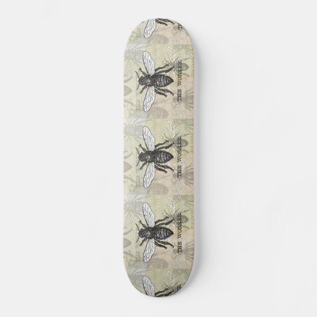 Illustration der Vintagen Arbeiterbiene Skateboard (Vorderseite)