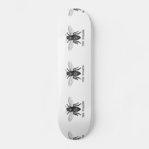 Illustration der Vintagen Arbeiterbiene Skateboard