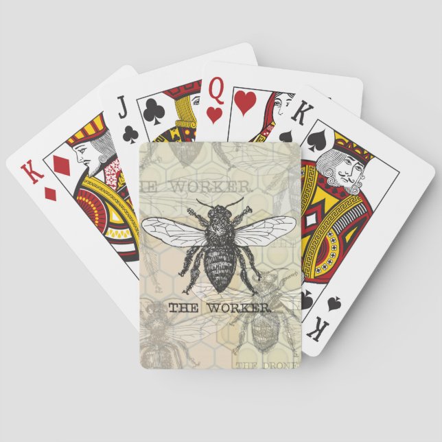 Illustration der Vintagen Arbeiterbiene Spielkarten (Rückseite)
