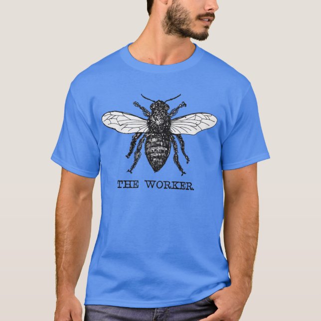 Illustration der Vintagen Arbeiterbiene T-Shirt (Vorderseite)
