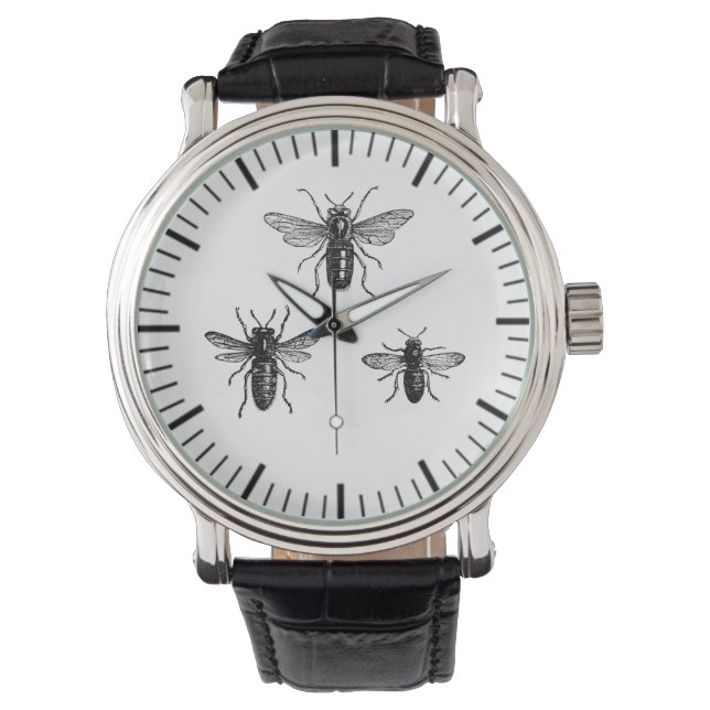 Illustration der Vintagen Bienenkönigin und der ar Armbanduhr (Vorderseite)