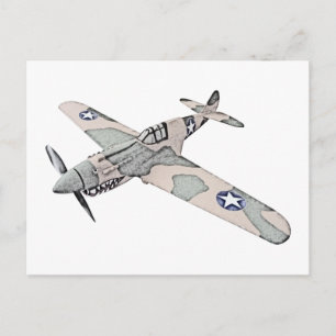 Illustration der Vintagen Luftwaffe P40 Postkarte