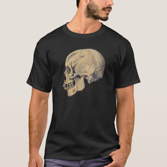 Illustration der Vintagen Schädelanatomie T-Shirt (Vorderseite)