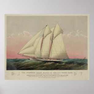 Illustration der Vintagen Schoner Yacht (1870) Poster