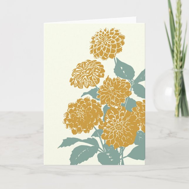 Illustration der Vintagen Senfgelben Blume Karte (Vorderseite)