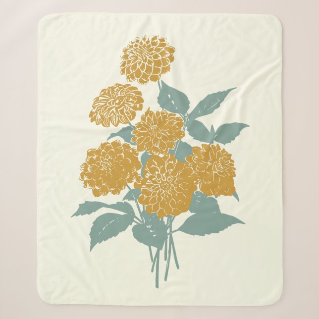 Illustration der Vintagen Senfgelben Blume Sherpadecke (Vorderseite)
