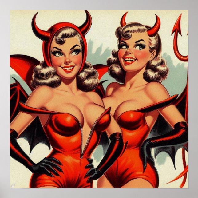 Illustration der Vintagen Teufelsmädchen Poster (Vorne)