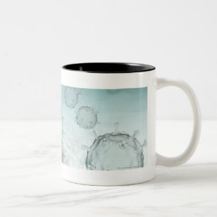 Illustration der Vogelgrippezellen Zweifarbige Tasse