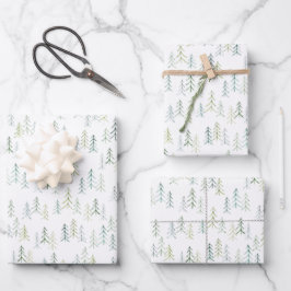 Illustration der Wasserfarben-Pine Geschenkpapier Set