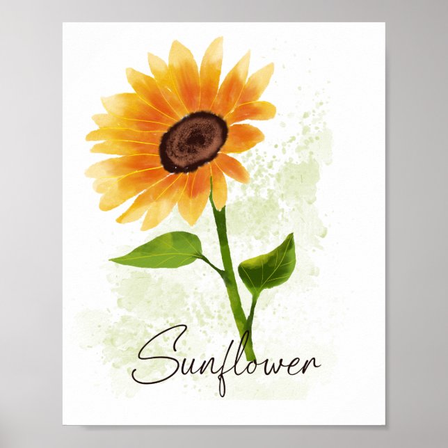 Illustration der Wasserfarben-Sonnenblumen - Helle Poster (Vorne)