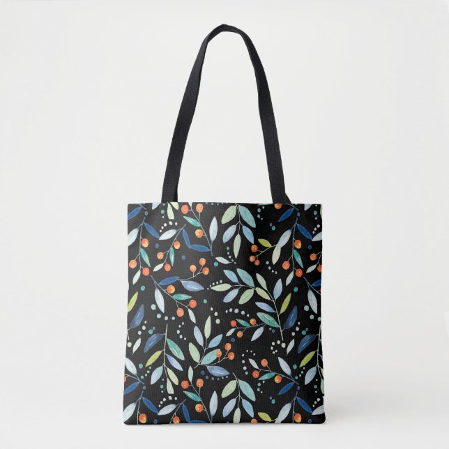 Illustration der Wasserfarben von Botanischen Blat Tasche (Vorderseite)