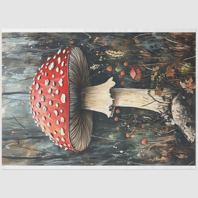 Illustration der Whimsical Red Cap Mushroom Seidenpapier (Vorderseite)