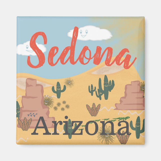 Illustration der Wüste Sedona Arizona Magnet (Vorne)