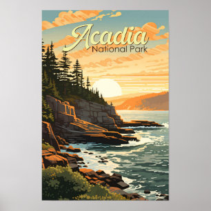 Illustration des Acadia National Parks im Retro-St Poster