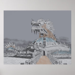 Illustration des aufgegebenen Wasserparks Thuy Tie Poster