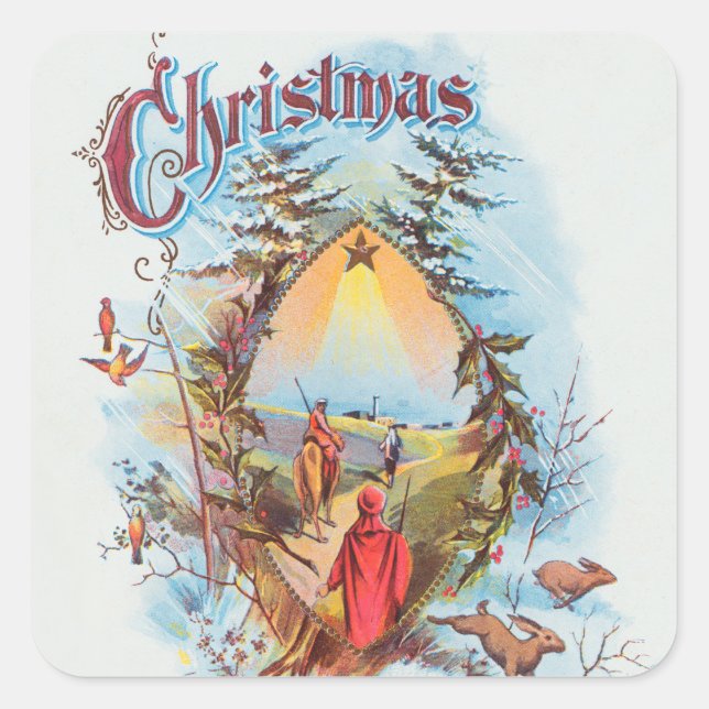 Illustration des biblischen Magi Holiday Quadratischer Aufkleber (Vorderseite)
