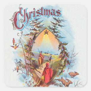 Illustration des biblischen Magi Holiday Quadratischer Aufkleber