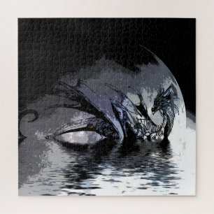 Illustration des Blauen Drachen und des Mondes