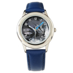 Illustration des Blauen Drachen und des Mondes Armbanduhr