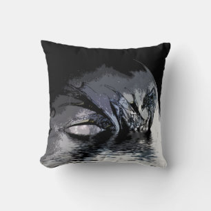 Illustration des Blauen Drachen und des Mondes Kissen