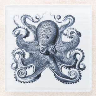 Illustration des blauen Kraken von Ernst Haeckel Glasuntersetzer