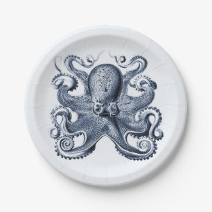 Illustration des blauen Kraken von Ernst Haeckel Pappteller
