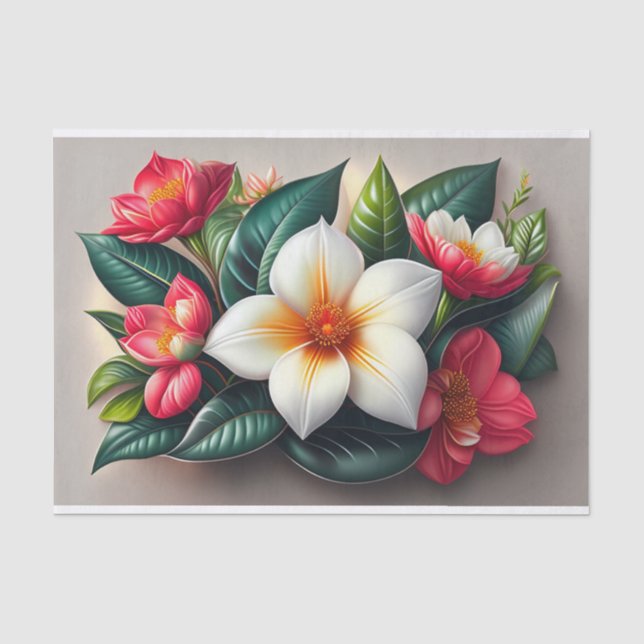 Illustration des Blumenrotes Tropisches Bouquet Seidenpapier (Vorderseite)