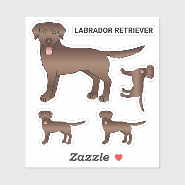 Illustration des braunen Labrador Retriever Cartoo Aufkleber (Blatt)