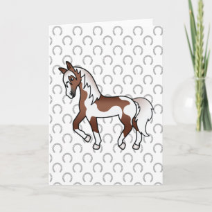Illustration des braunen Pinto Trotting Cartoon Karte