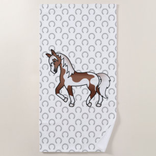 Illustration des braunen Pinto Trotting Cartoon Strandtuch