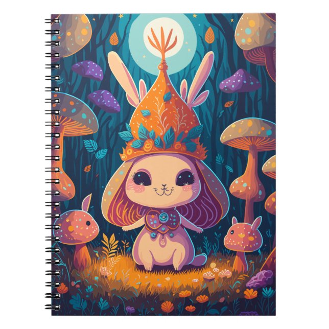 Illustration des Bunny Queen Fantasy Forest Notizblock (Vorderseite)