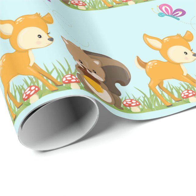 Illustration des Cartoon der niedlichen Waldbewohn Geschenkpapier (Rolleneckpunkt)