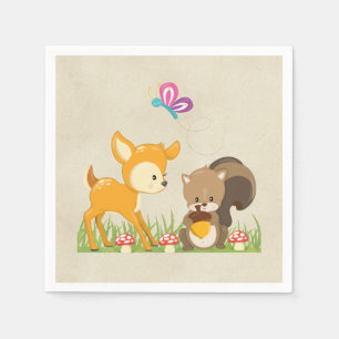 Illustration des Cartoon der niedlichen Waldbewohn Serviette