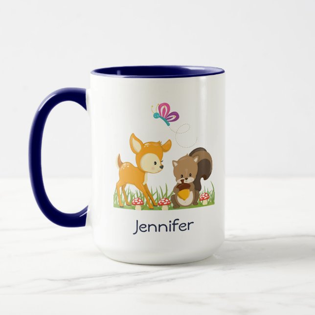 Illustration des Cartoon der niedlichen Waldbewohn Tasse (Links)