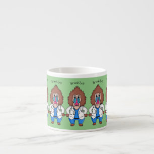 Illustration des Cartoon eines Funny mandrill Espressotasse