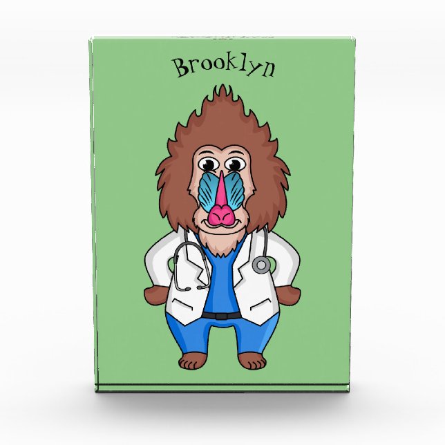 Illustration des Cartoon eines Funny mandrill Fotoblock (Vorderseite)