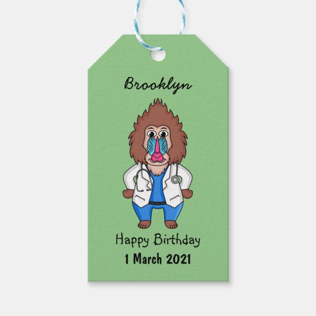 Illustration des Cartoon eines Funny mandrill Geschenkanhänger (Vorderseite)