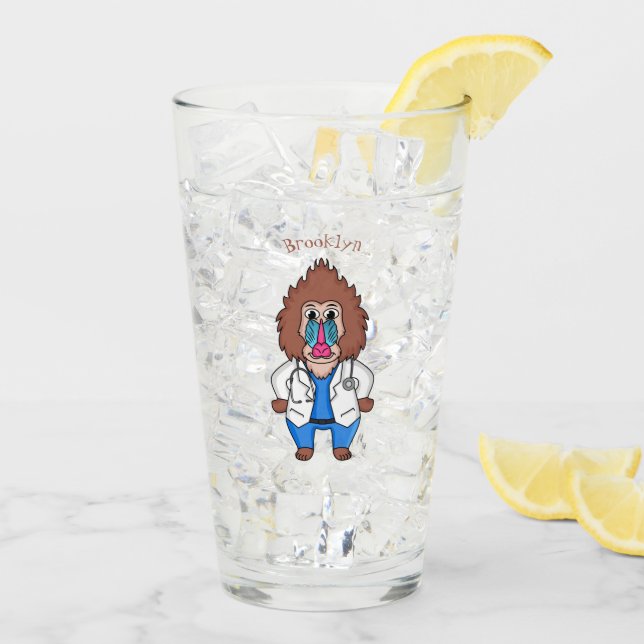 Illustration des Cartoon eines Funny mandrill Glas (Rückseite Ice)